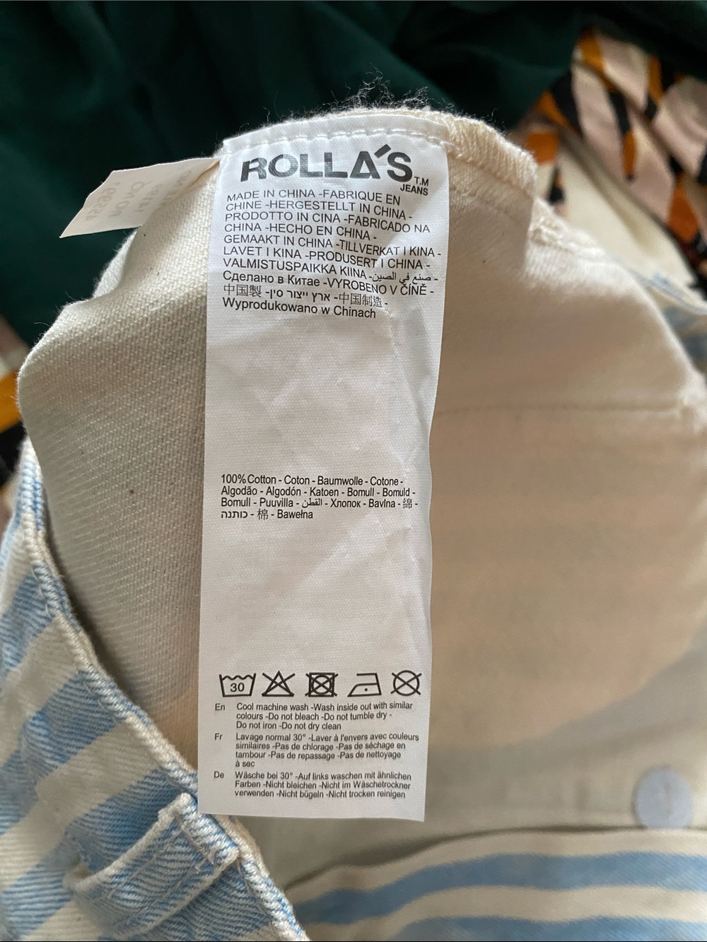 ROLLA'S Light Blue & Cream Vertical Stripe Trousers - Picture 7 of 7